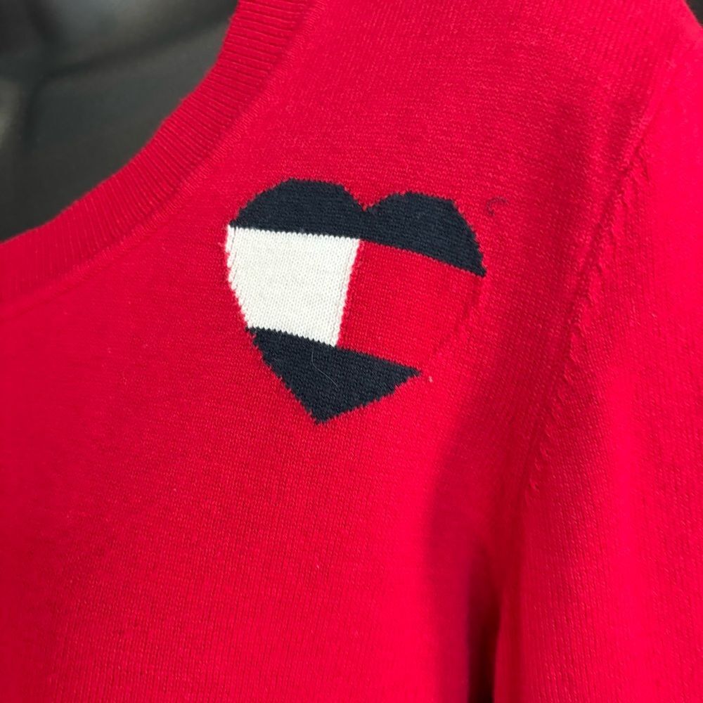Tommy Hilfiger Red Long Sleeve Top with Navy Details L/G - Picture 9 of 10